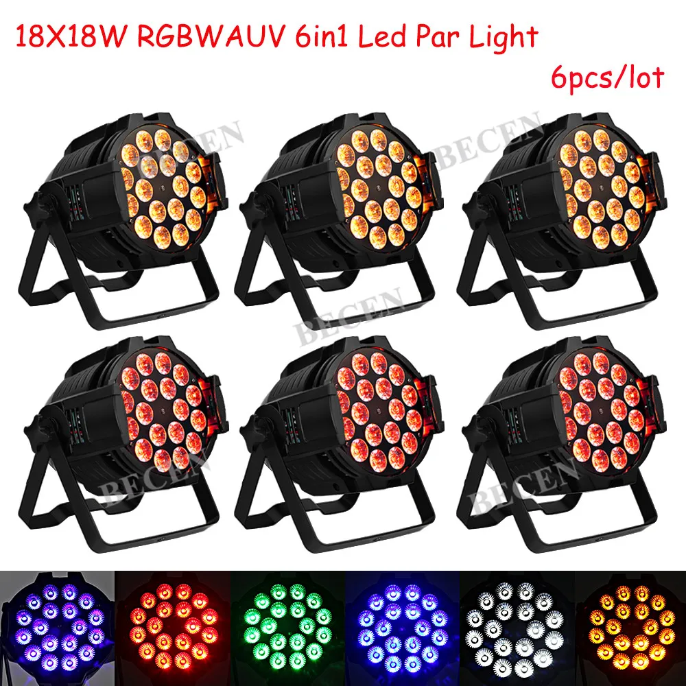 

18x18w RGBWA UV 6in1 Led Par Light Silent Cooling Fan Led DJ Light Par64 Dj Lighting 6pcs