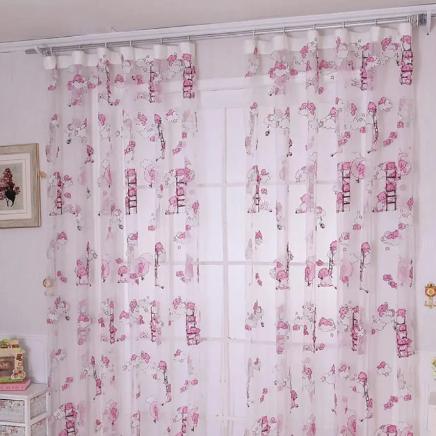 2018 New Qualified Child Bear Tulle Window Screens Door Balcony Curtain Panel Sheer Scarfs Dec28