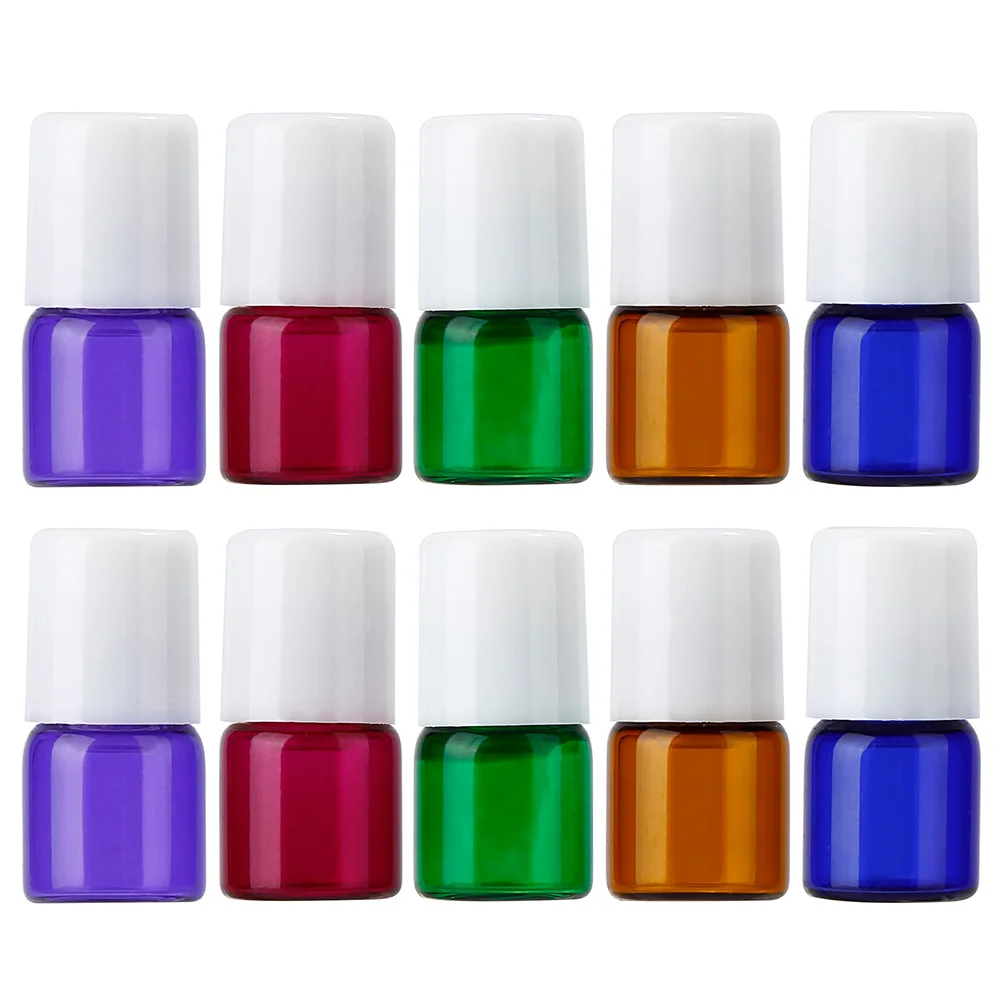 

10Pcs 1ml Mini Glass Roller Bottles for Essential Oils Roll on Empty Aromatherapy Perfume Container with Roller Ball White Cap