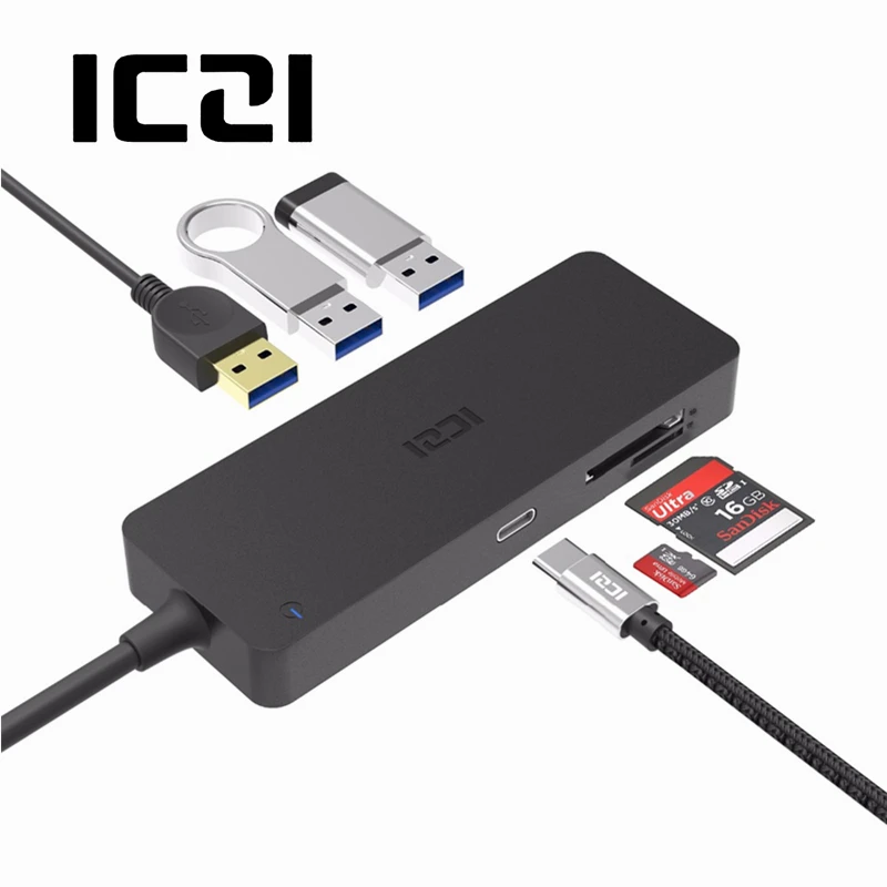 

ICZI 3 in 1 USB C Hub 1 Type C Port +3 USB 3.0 Port + SD TF Card Reader High Speed Data Transfer for MacBook Laptop Accessory