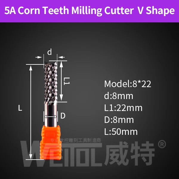 Weitol кукурузные зубы Концевая мельница Вольфрамовая сталь нож для кукурузы цементная доска, лиственные, PCB фреза для резки; cnc биты - Длина режущей кромки: 5AYM822