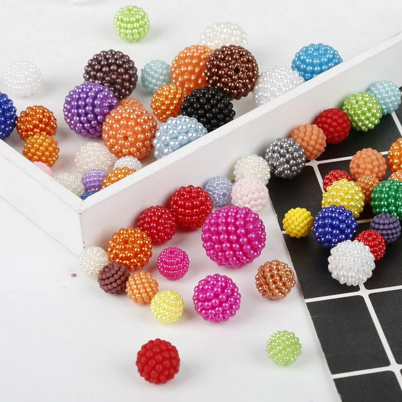 Random Mixed Color Plastic ABS Imitation Pearl Beads Waxberry Bayberry Ball Beads DIY Apparel Garment Beads Clothing Accessories