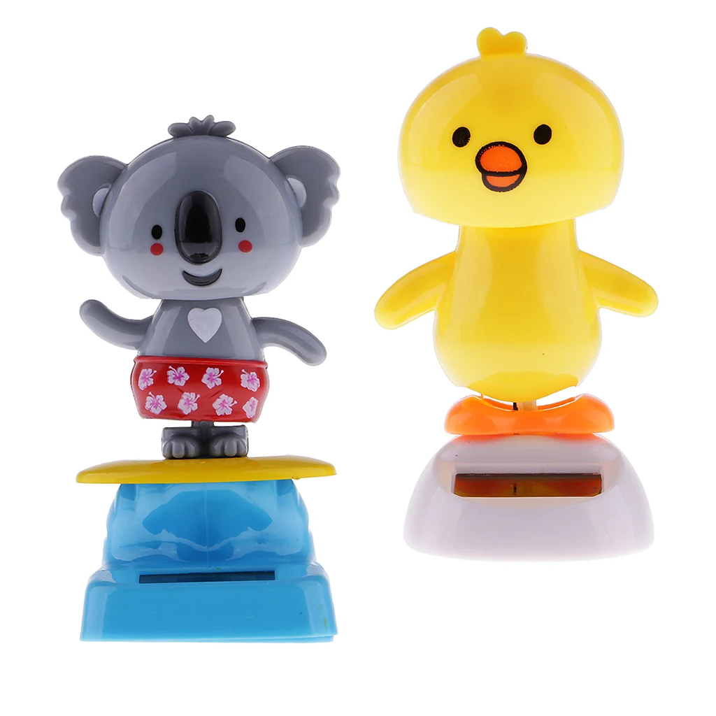 Solar Power Solar Powered Toy Bobble Head Doll Action Figure Ornament Chick + Koala