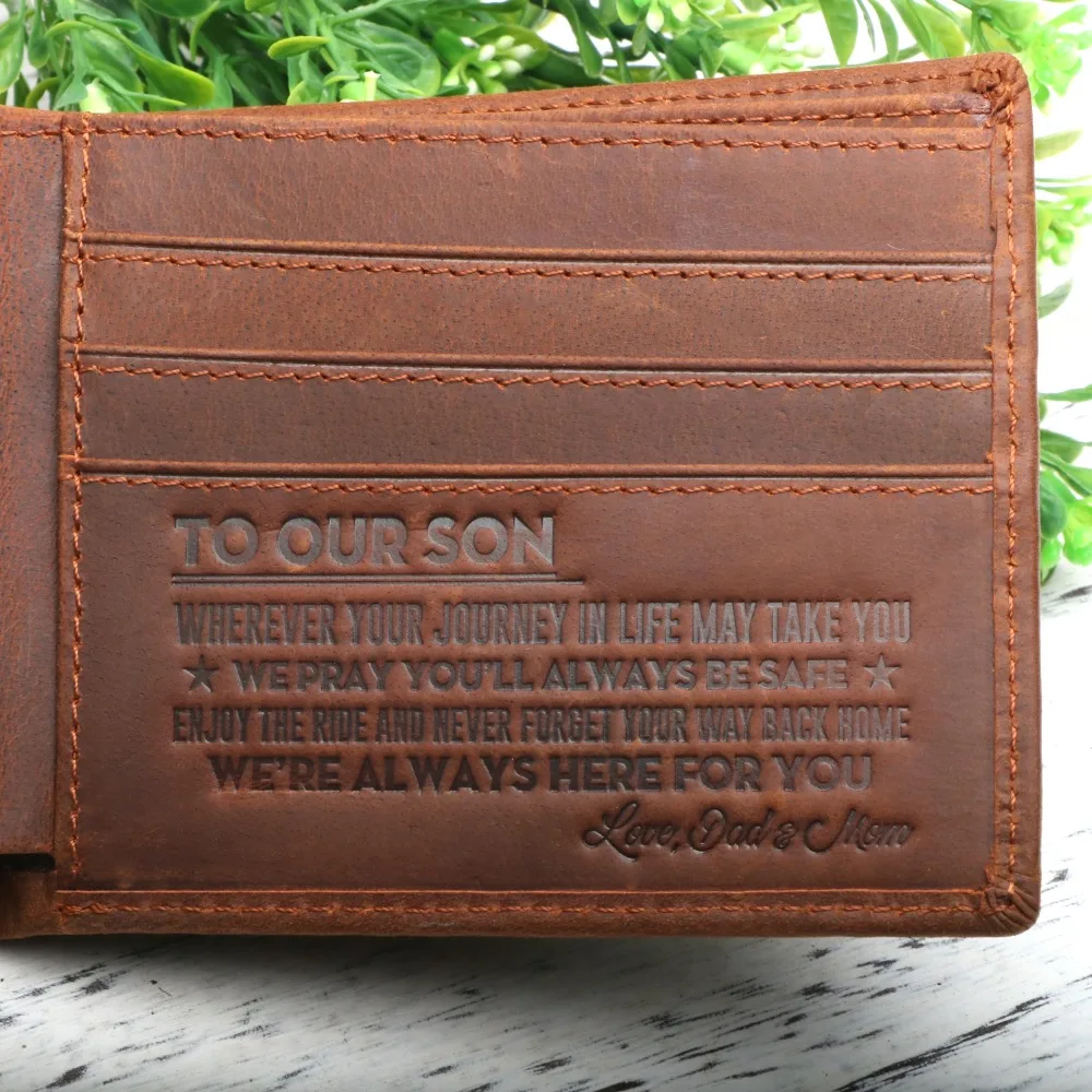 

To our son's gift Engraved Bifold Wallet - I Will Always Be Yours - Engraved Leather Bifold Wallet
