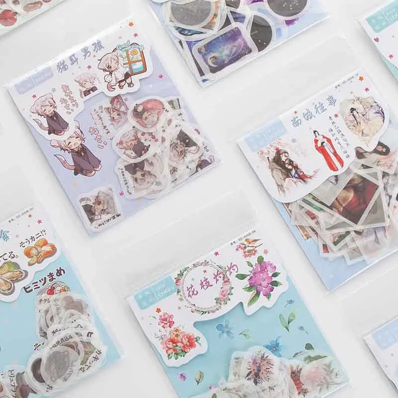 

40 pcs/pack Cute cat Bullet Journal Decorative Stickers Scrapbooking Stick Label Diary Stationery Album Kawaii Flower Girl