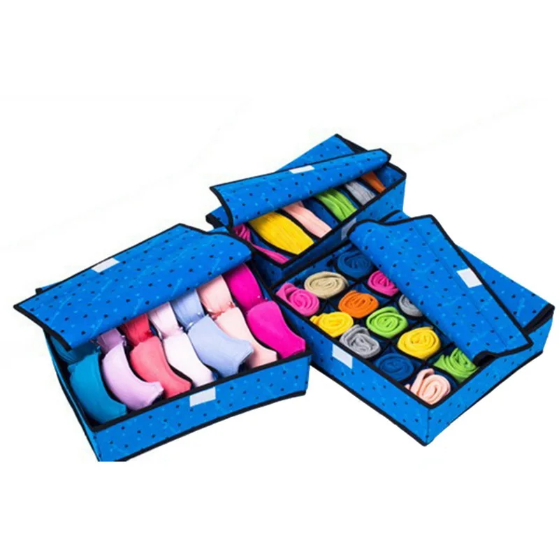 Многоразмерные красочные коробки для хранения бюстгальтеров органайзер, ящики для хранения шарфы носок Разделитель с крышкой коробки для шкафов аксессуары оптом - Цвет: E2 3pcs set