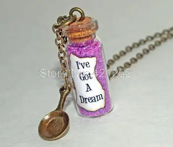 

12pcs Tangled Rapunzel I've got a dream l glass Bottle Necklace with a Frying Pan Charm Inspired necklace