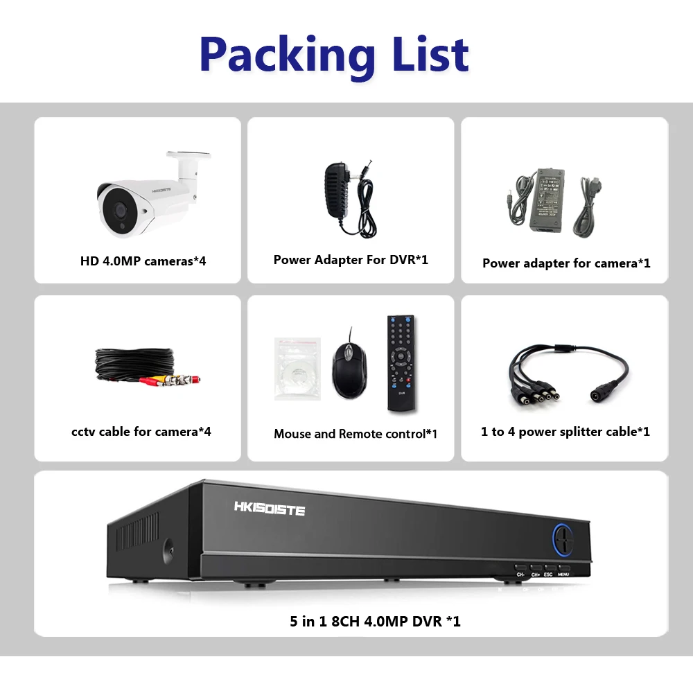 4CH HD 4MP DVR Waterproof Outdoor CCTV Camera Security System Surveillance Kit 4CH HD 4MP DVR Waterproof Outdoor CCTV Camera Security System Surveillance Kit