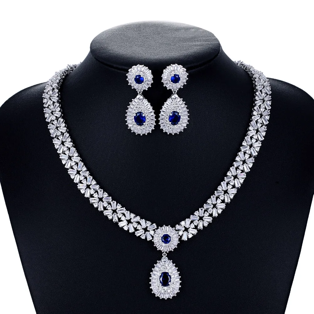 Crystal CZ Cubic Zirconia Bridal Wedding Drop Necklace Earring Set Jewelry Sets for Women Accessories CN10086 Crystal CZ Cubic Zirconia Bridal Wedding Drop Necklace Earring Set Jewelry Sets for Women Accessories CN10086