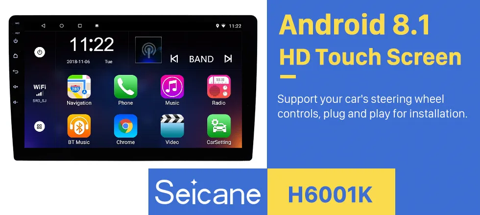 Sale Seicane HD 1024*600 Touchscreen Android 8.1 Universal Car GPS Navigation Bluetooth Car Multimedia Player Support Backup Camera 0