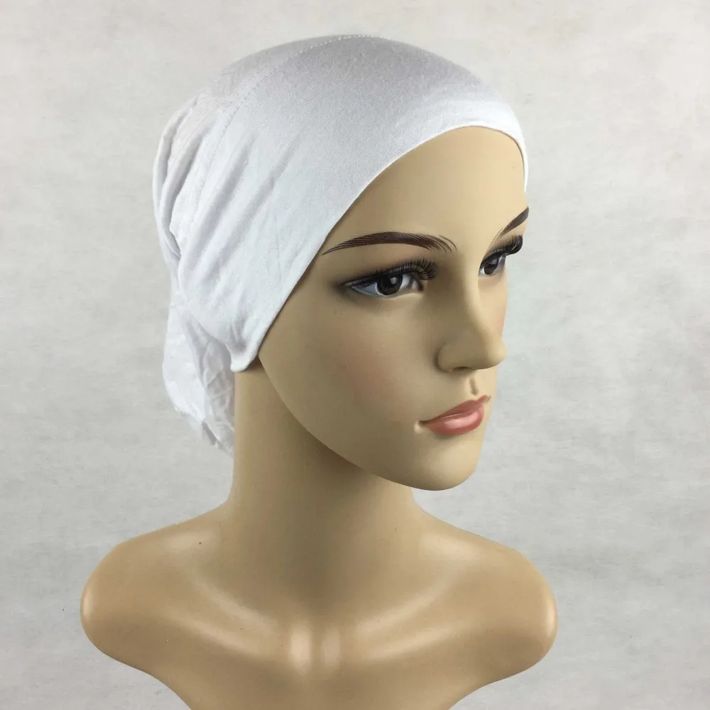 Модный хиджаб трубка тюрбаны под шапочка с шарфом внутренний мусульманский хлопок Кепки из Джерси крышка внутренняя мусульманская накидка головной убор
