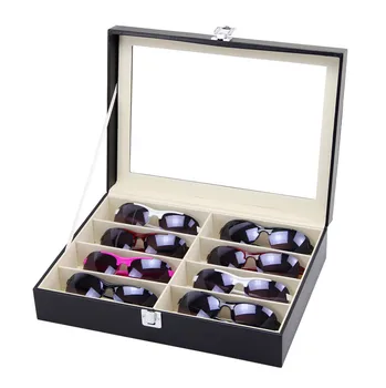 

ZLIMSN 8 Grid Black Watch Bands Box Refinement Slots Wrist Watches Gift Case Jewelry Display Box Holder Caixa Relogio