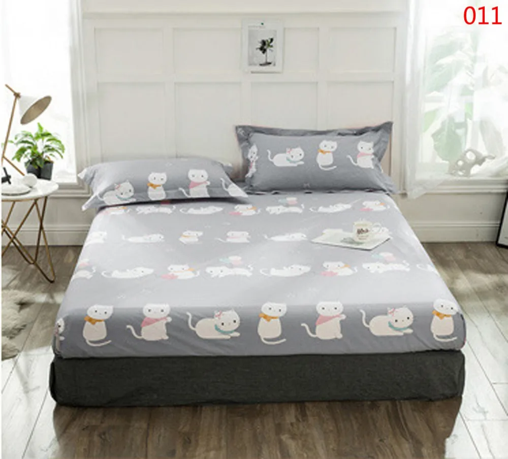 

New Cotton Fitted Sheet Bedroom Single Double Fitted Bed Cover Bedspread Home Mattress Cover Bed Sheets Bedding Bedclothes Cat