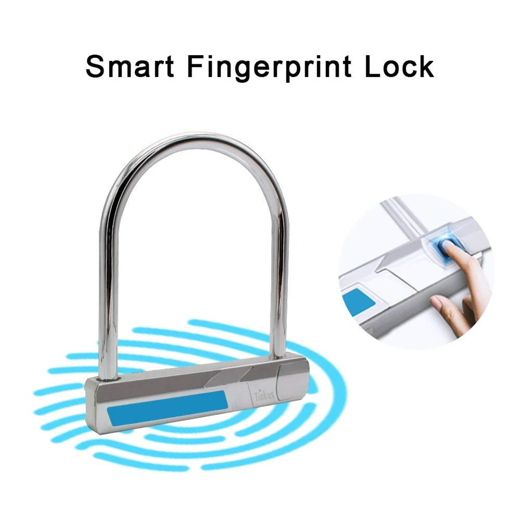 

Intelligent Fingerprint Padlock Waterproof Alloy Steel Heavy Duty Bicycle Office Door U Shape Lock