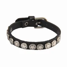 Винтажный браслет в стиле рок-панк из натуральной кожи, pulseira Masculina Mujer, мужские браслеты, браслет с подвеской в виде звезды для женщин и мужчин, красный