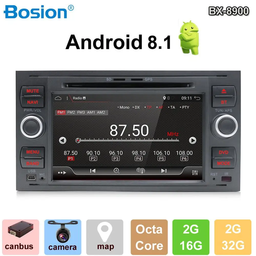 

Bosion 2 DIN Car Multimedia Radio DVD With GPS Sat Navigation Wifi SWC AUX Bluetooth For Ford Focus Transit Mondeo S-Max 2GB RAM