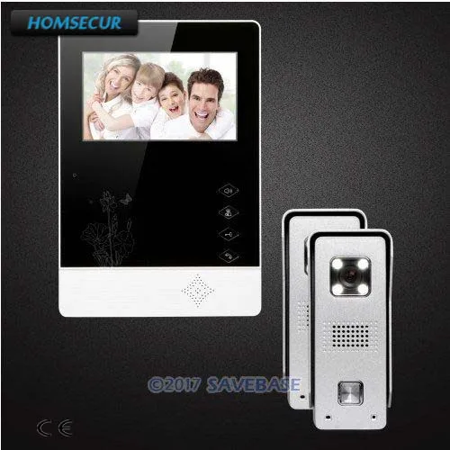 

HOMSECUR 2 Cameras + 1 Monitor Video Door Phone Intercom System With Real-time Outdoor Monitoring for Home Security