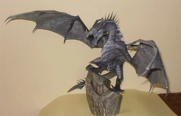 Мира древний свиток 5 дней Мороз Дракон 3D Бумага-cut модель Бумага-лазерная резка DIY ручной работы