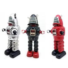 Robot de juguete de cuerda Vintage para niños y adultos, Robot de lata, juguete clásico, regalo de Navidad