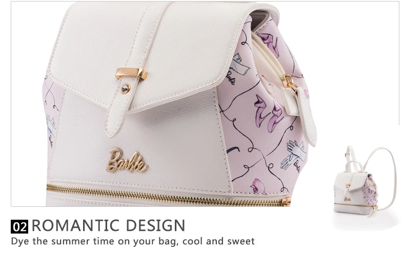Женский кожаный рюкзак с изображением Барби, брендовые сумки для студентов, школьный рюкзак для девочек-подростков, Одноцветный рюкзак для путешествий