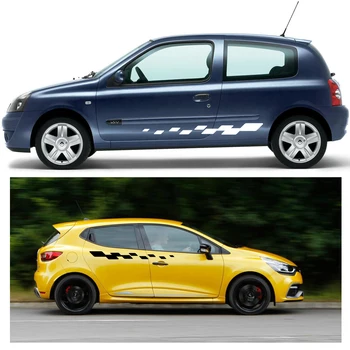 

Car Stickers 2 Pcs Racing Gradient Side Stripe Graphic Vinyl Car accessories Decals Custom Fit For Renault Clio R.S Campus