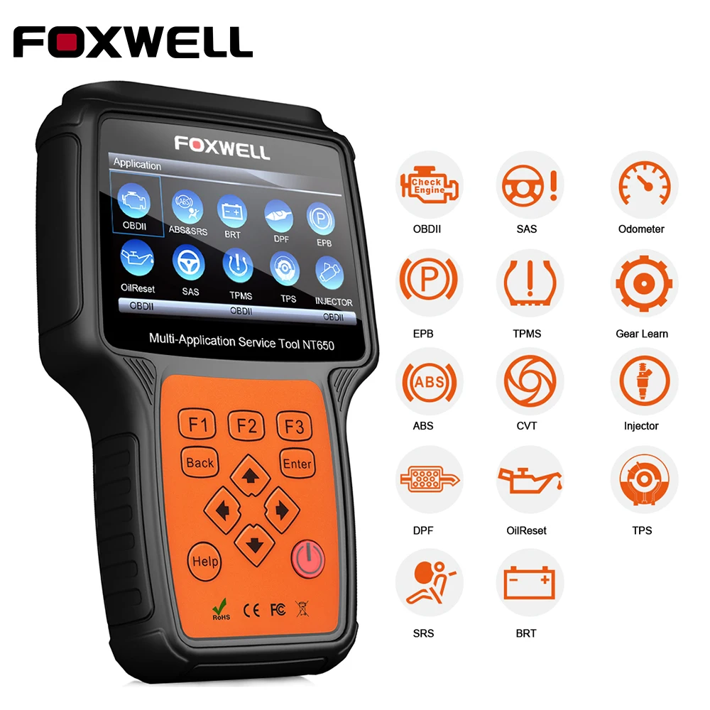 FOXWELL NT650 OBD2 автомобиля диагностический инструмент код читать сканер