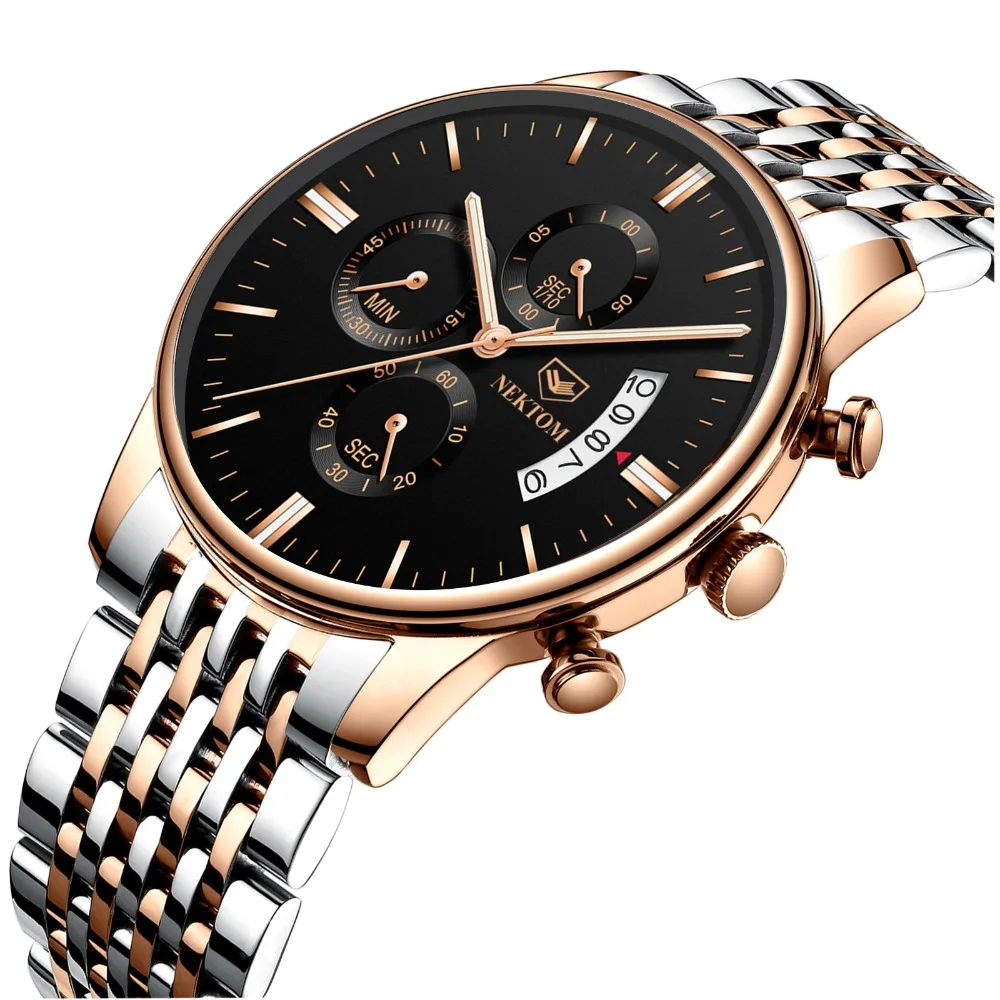

NEKTOM Top Brand Luxury Men's Watch Sports Quartz Simulation Men's Military Waterproof Watch Relogio Masculino Stainless Steel