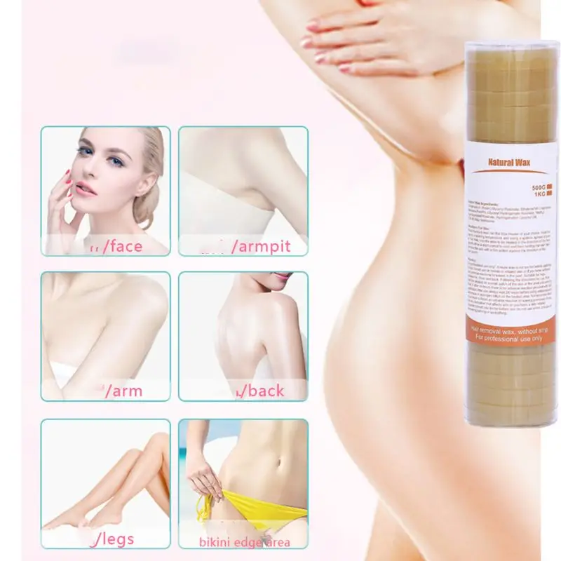 

500g Summer Hot Film Depilatory Solid Hard Round Wax Block Low Allergy Painless Hair Removal Face Body Care No Strips Required