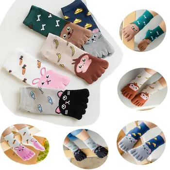 

Baby Kids Boy Girls Toddler Non Slip Skid Socks Cartoon Funny Socks Animal Five Fingers Sock Hosiery Toe Socks For 3-12Y Kids