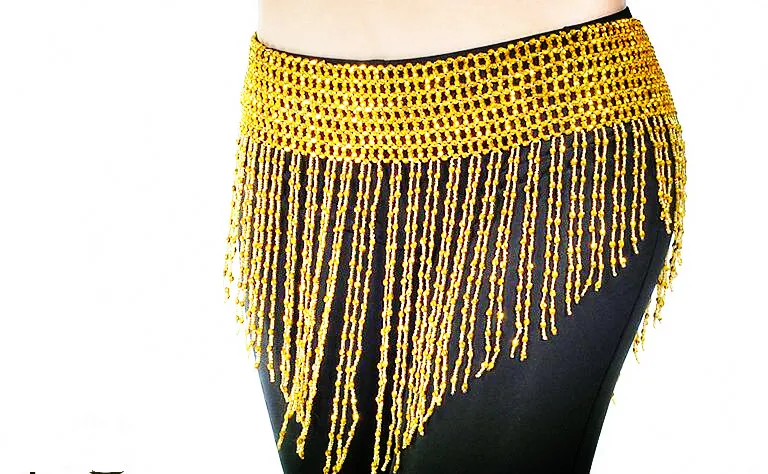 

Cheap Free Shipping Handmade Beaded Hip Scarf Belly Dance Waist Band Golden Silver Gypsy Tribal Belt Belly Dance Costume