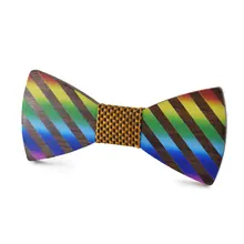 Мужская деловая Свадебная рубашка для жениха, деревянный галстук-платок с бантом, элегантный полосатый градиентный радужный узор, узор в горошек, клетчатый галстук-бабочка для офиса