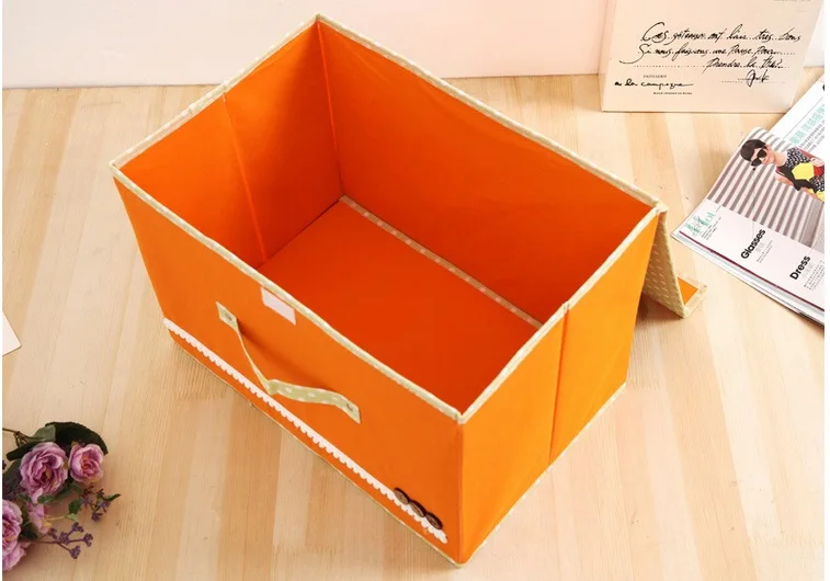 Складная картонная коробка для хранения из нетканого материала, оранжевый цвет, коробка для хранения гигиенических салфеток, маленький размер