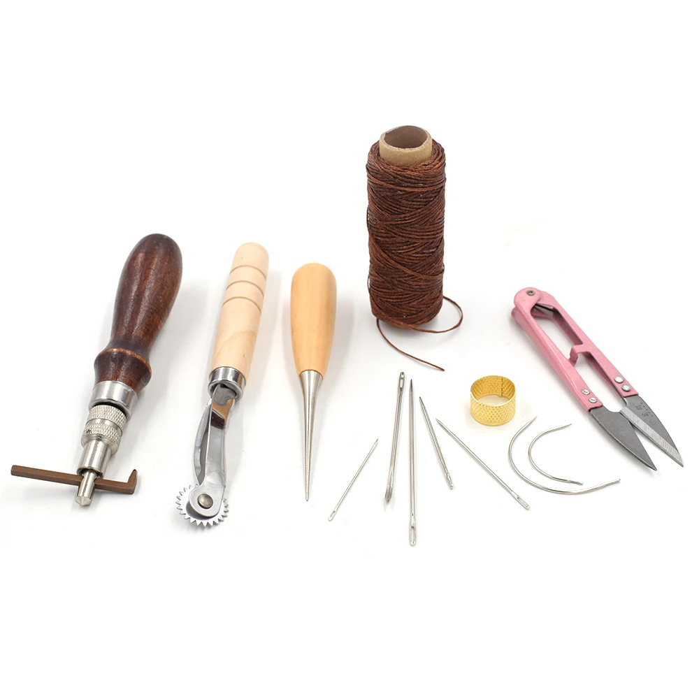 

Professional 7 Pcs Leather Craft Tools Kit Hand Sewing Stitching Punch Carving Work Saddle Leathercraft Accessories DIY Tool