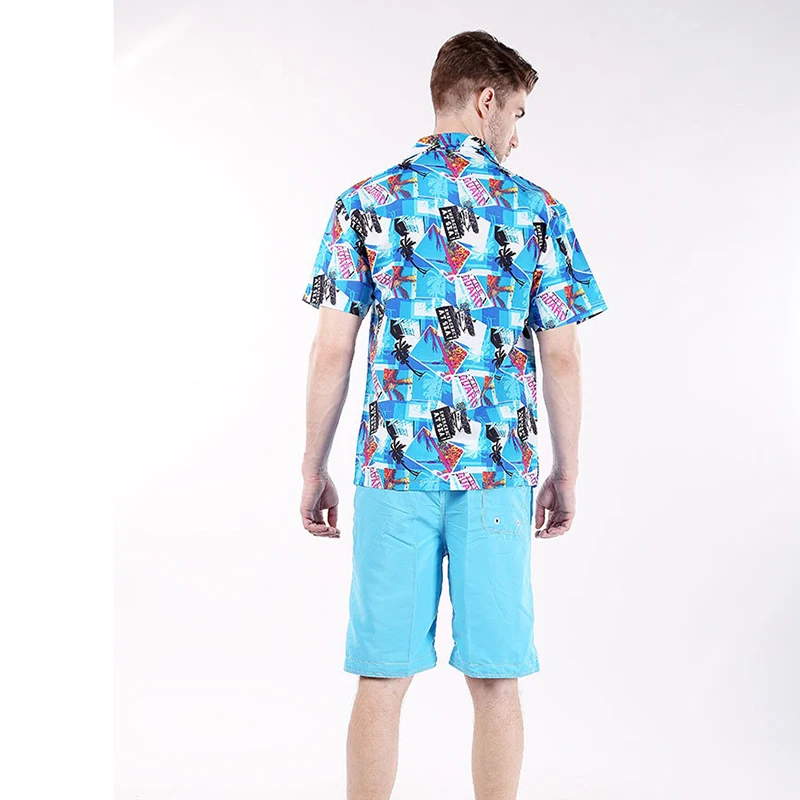 Men's Short Sleeve Beach Shirt, Cool Hawaiian Shirt, Palm Tree Print, Swim Shirts for Men, Holiday Vacation Wear, Summer