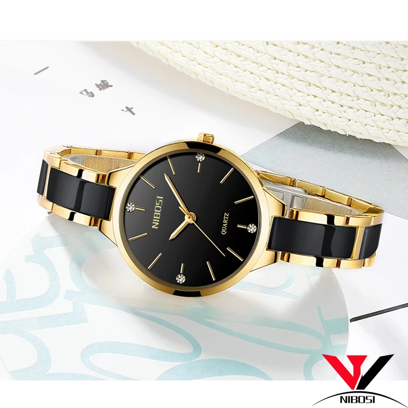 Relogio Feminino NIBOSI  Women Watches Waterproof Top Brand Luxury Watch Women With Ceramics And Metal Strap Relojes Para Mujer 