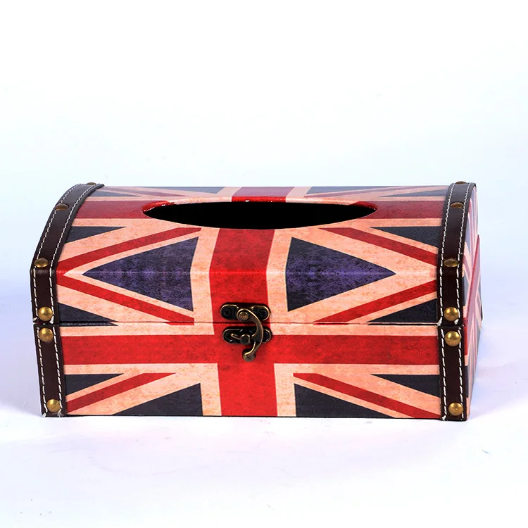 

British Flag Tissue Box Zakka Tissue Box Cover Wood Storage Home Decoration Accessories Wipes Box 24*14.5*10cm