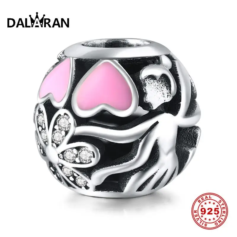 

DALARAN Flower Fairy Charms DIY Bracelets Necklace 925 Sterling Silver Beads Openwork For Women Jewelry Making Girlfriend Gift