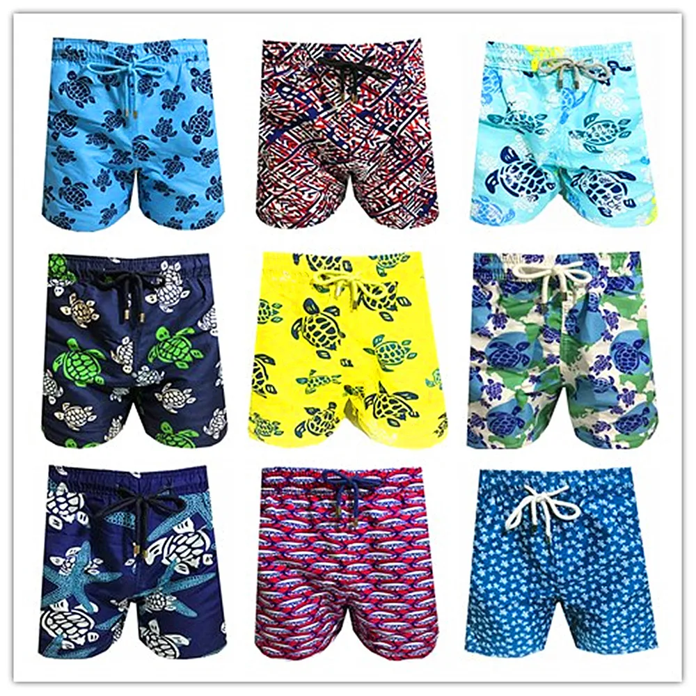

2019 Brand BREVILE PULLQUIN Men Beach Board Shorts Swimwear Vile Turtle Starfish Polyester Spandex Boardshorts 100% Quick Dry
