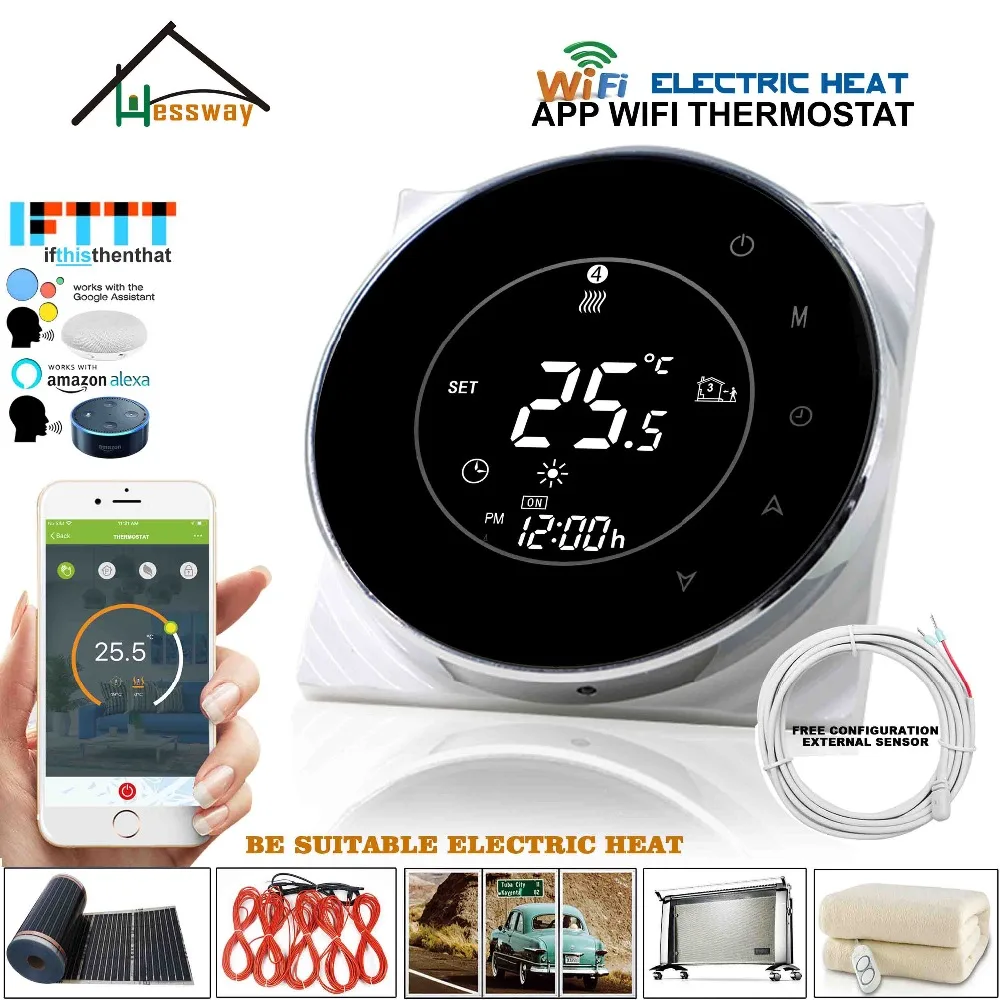 EU 16A 250V thermoregulator touch screen heating thermostat circular WIFI heating machine voice int
