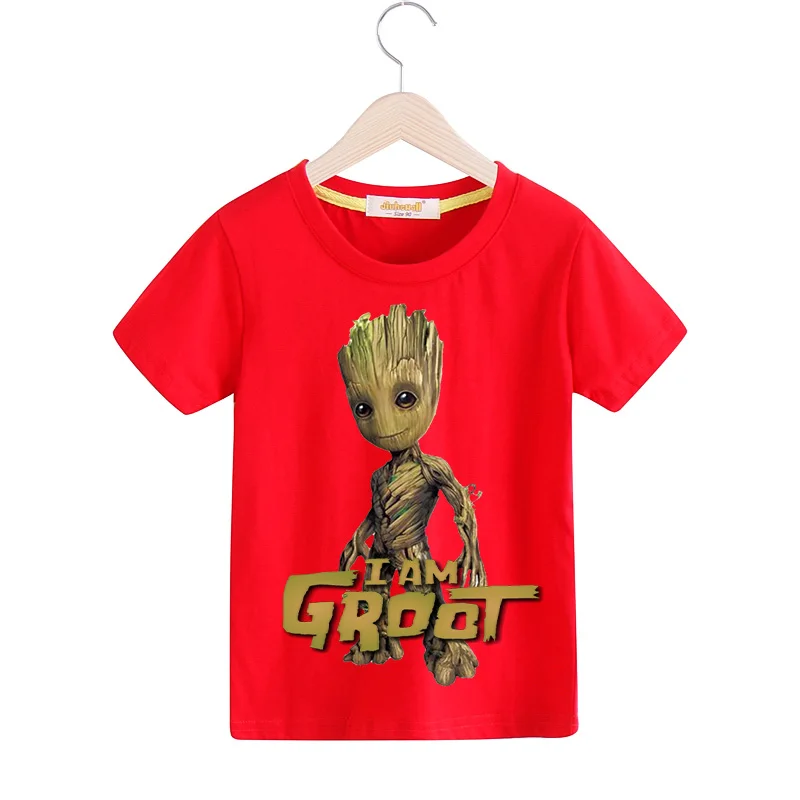 Детские футболки с принтом «I'm Groot», летние футболки, детская одежда, детские футболки с короткими рукавами, топ, костюм, футболки для мальчиков и девочек, TX145