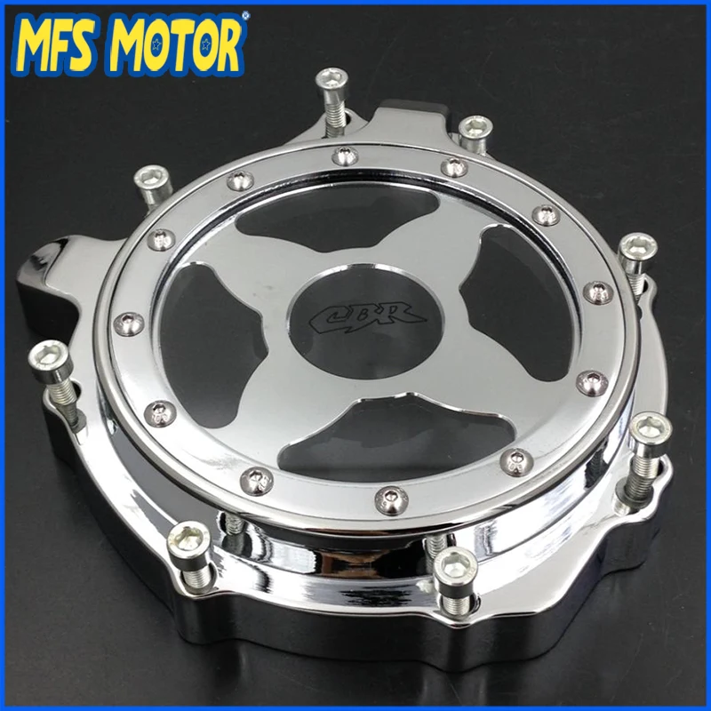 Freeshipping Motorcycle Left Engine Stator cover see through For Honda CBR1000RR 2004 2005 2006 2007 Chrome | Автомобили и