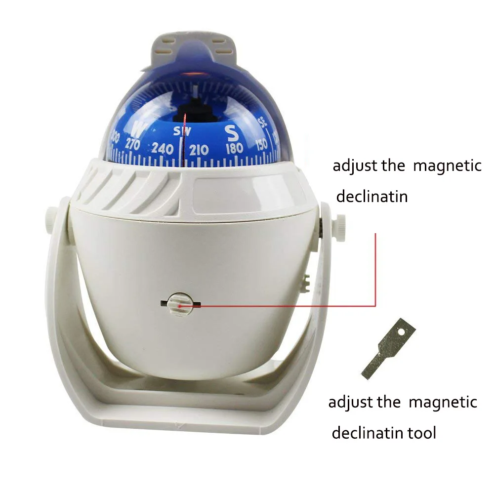 Высокая точность морской поворотный компас Регулируемый лодочный автомобильный навигационный компас с светодиодный светильник