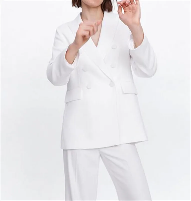 

Custom Made Business Pant Suits for Women Plus Size Ladies Double Breasted Blazer+Pants for Work Pantsuit for Wedding Party