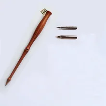 Высокое качество ручной работы палисандр косой каллиграфии ручка держатель с 2 Nibs английский медный оттиск с письменами антикварный комплект перьев для письма