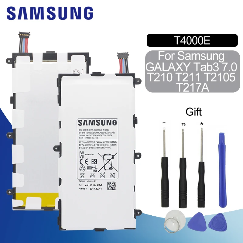 

SAMSUNG Tablet Battery T4000E For Samsung Galaxy Tab3 Replacement Battery 7.0 T210 T211 T2105 T217a 4000mAh+Tloos