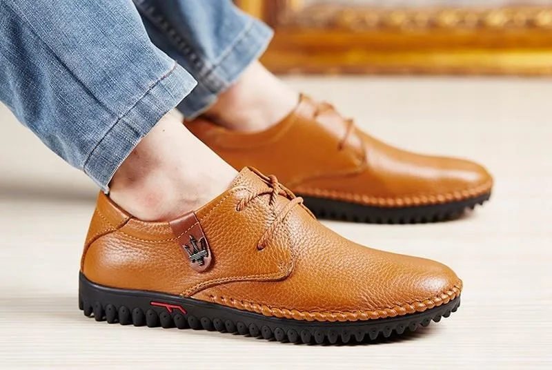 Наивысшего качества мужские туфли на плоской подошве обувь натуральная кожа мужская обувь ручной работы мокасины плюс размер 38–47 обувь для вождения Zapatos Hombre