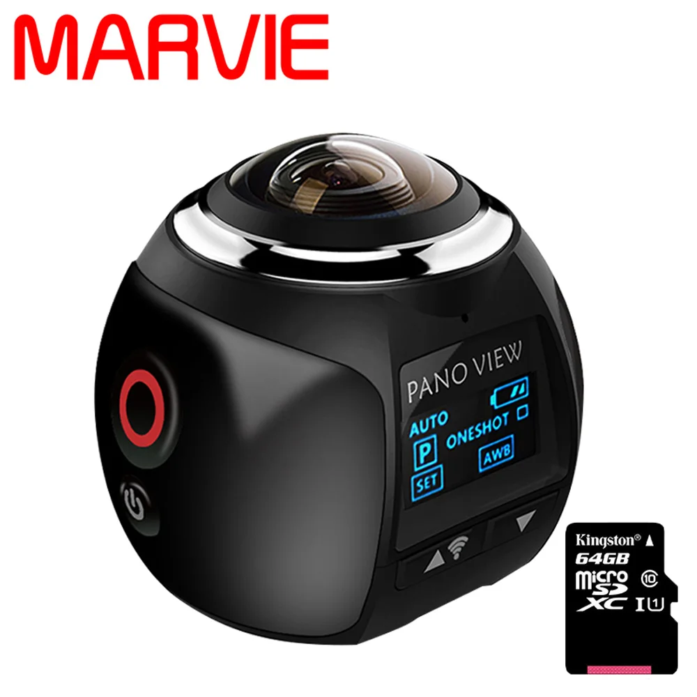 MARVIE 3D Waterproof Sport Driving VR Camera 4K 360 Degree Action Video Camera Wifi Mini 2448*2448 16MP Ultra HD Panorama Camera