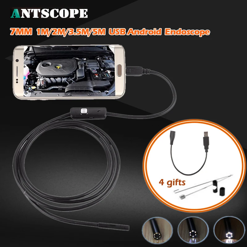 

5M 3.5M 2M 1M Mini USB Android Endoscope Snake OTG USB Endoscope 7mm Lens IP67 Waterproof USB Borescope Pipe Inspection Camera