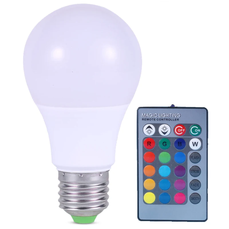 E27 светодиодный Rgb Лампочка 16 цветов меняющий магический светильник 3 Вт 5 7 110 В 220
