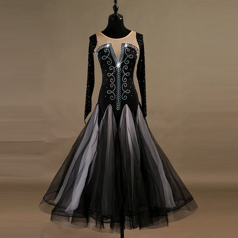 

Sexy mesh backless Ballroom Dance Competition Dresses Standard Ballroom Dance Dresses Luminous Costumes Ballroom Waltz Dress